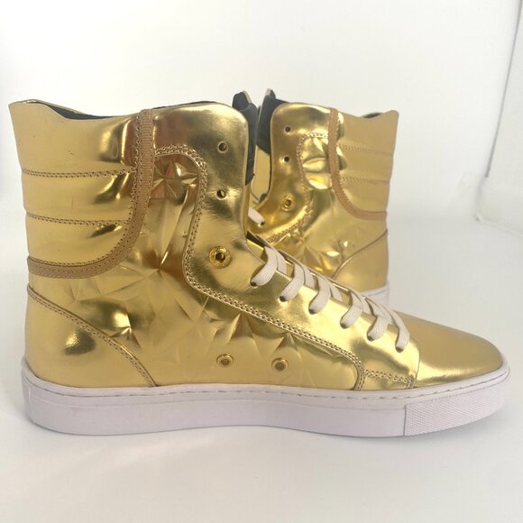 NWOT BRAND NEW ANDORID HOMME  GOLD HIGH TOPS Sz 9 - Picture 2 of 4